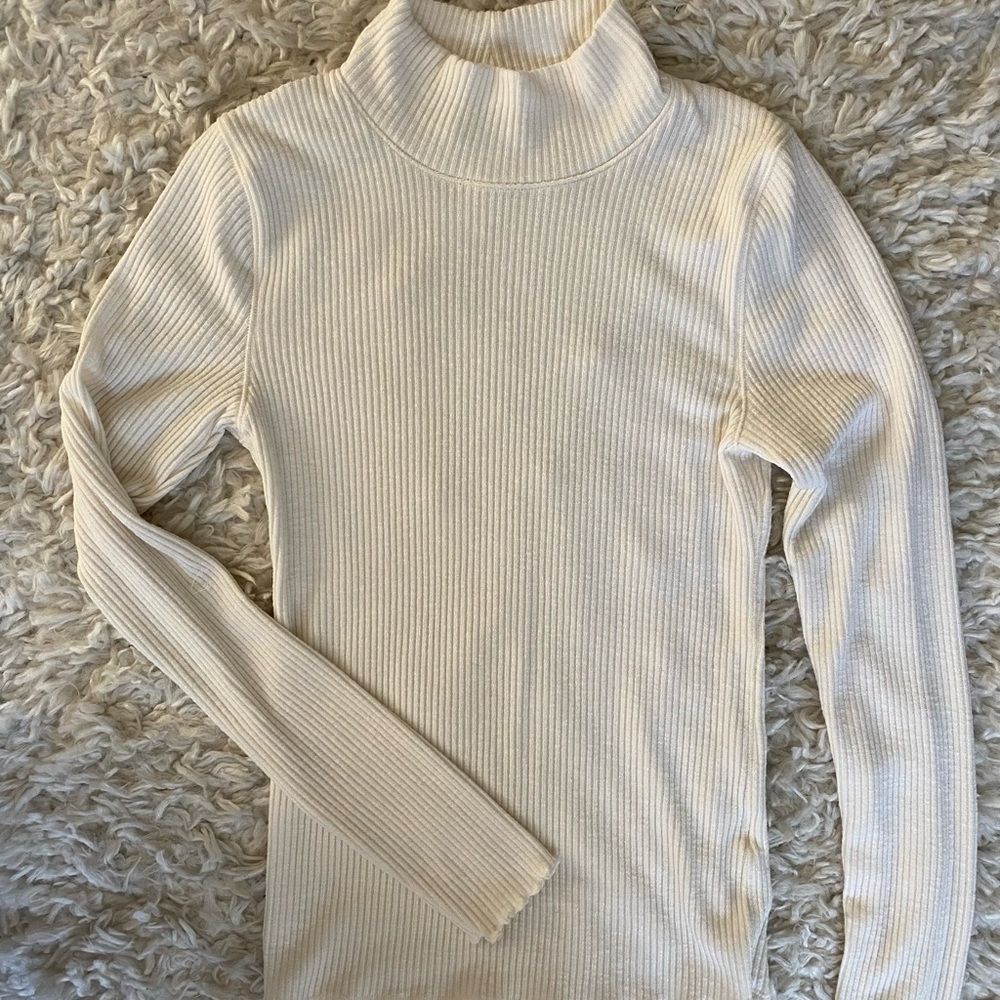 Ribbed turtleneck knit sweater
